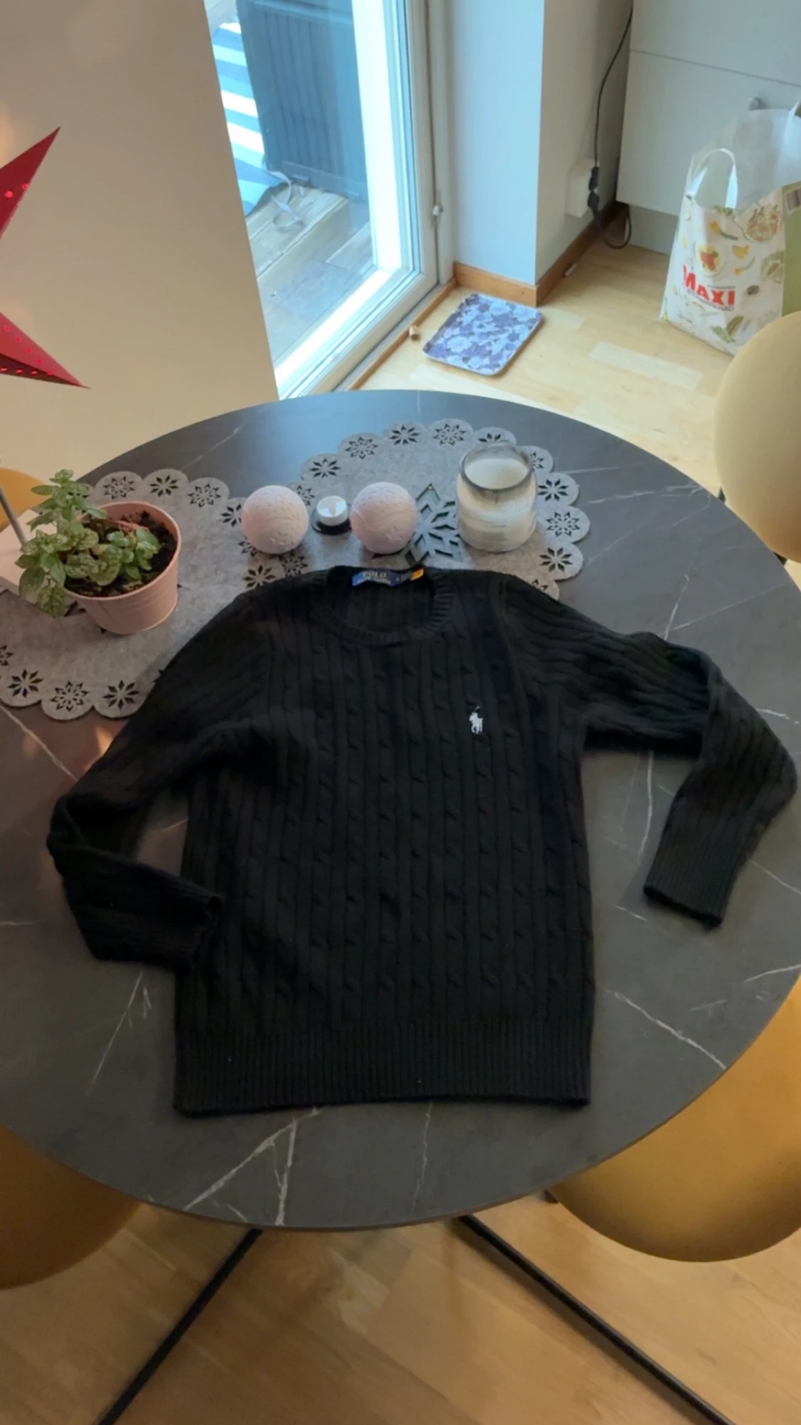 Svart kabelstickad tröja Polo Ralph Lauren