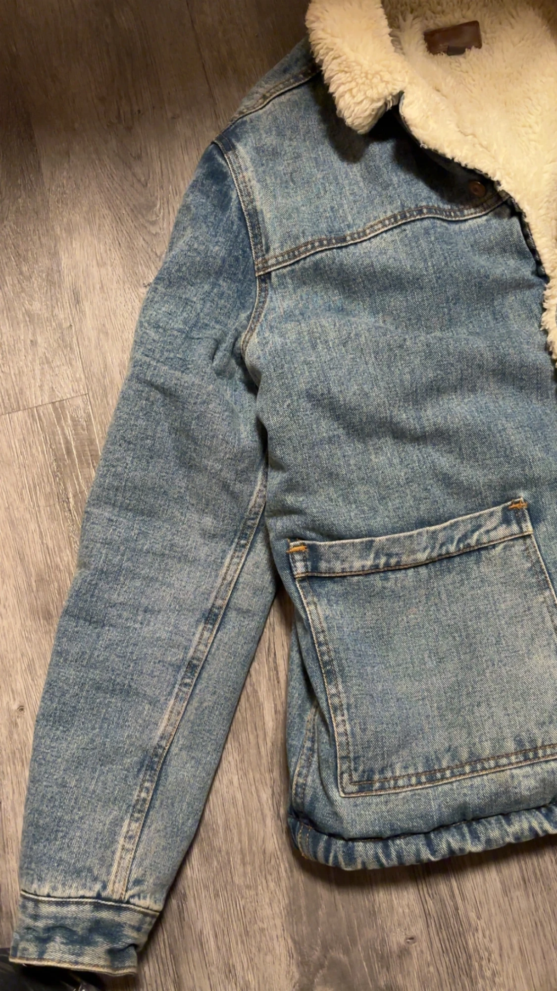 Blå teddyfodrad jeansjacka från ASOS XL - 1