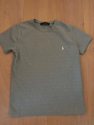 Grön t-shirt från Polo Ralph Lauren - Snygg limited edition t-shirt från Polo Ralph Lauren med diskret struktur i tyget och klassisk vit logga broderad på bröstet. T-shirten har rund halsringning och korta ärmar, perfekt för en clean och stilren look.