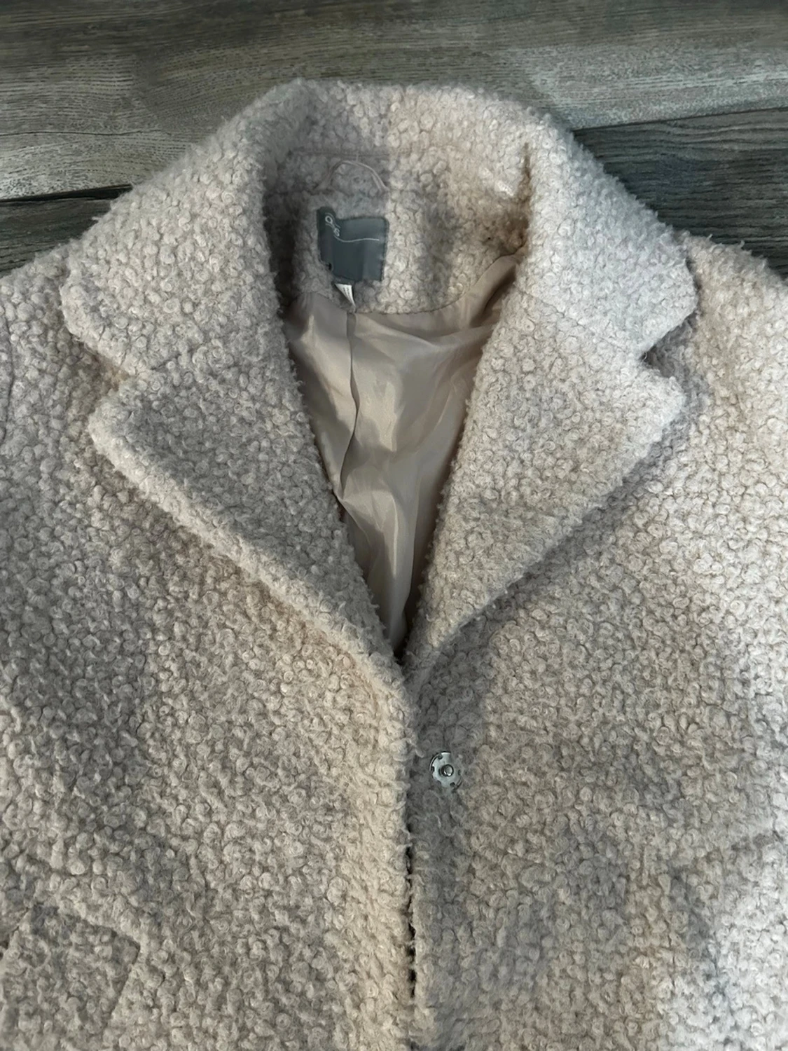 Beige teddyjacka med krage - 3