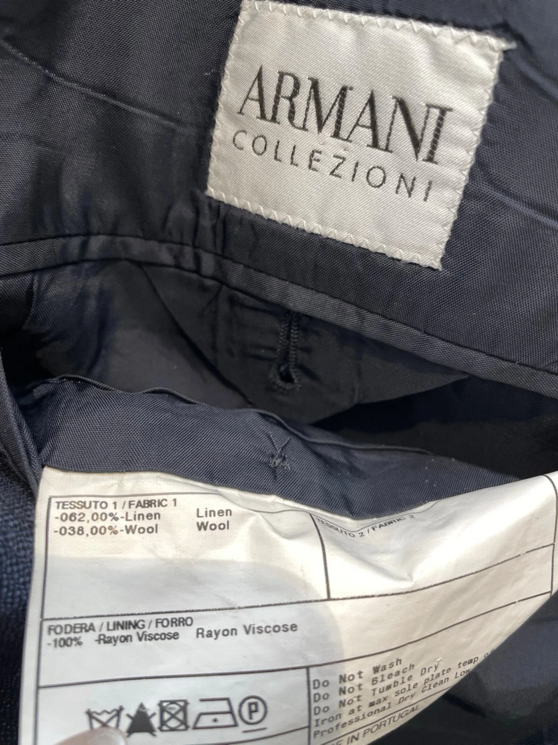 Vintage Armani Linen Blazer Blue - 6