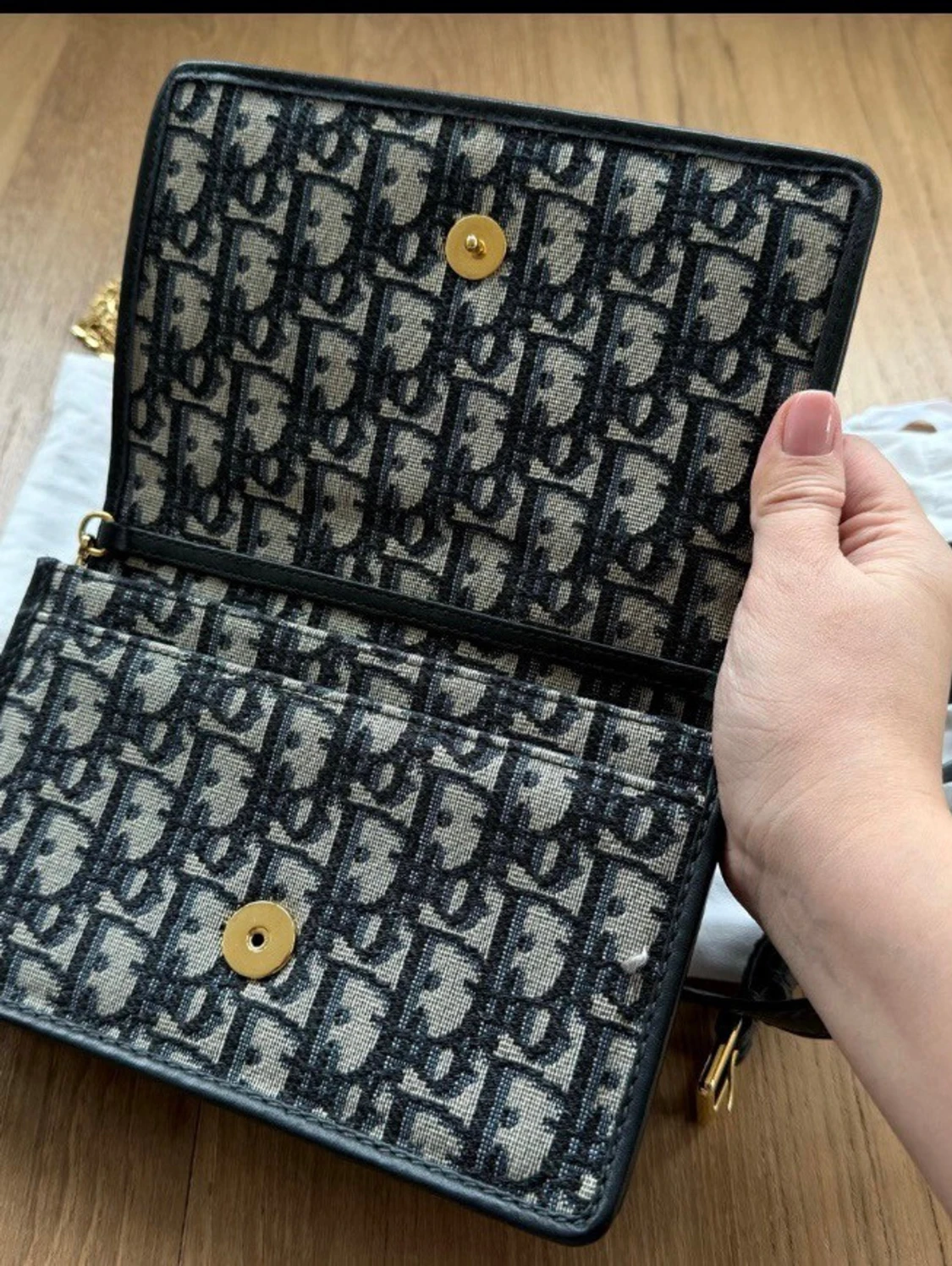 Dior axelväska med monogram och kedja - 3