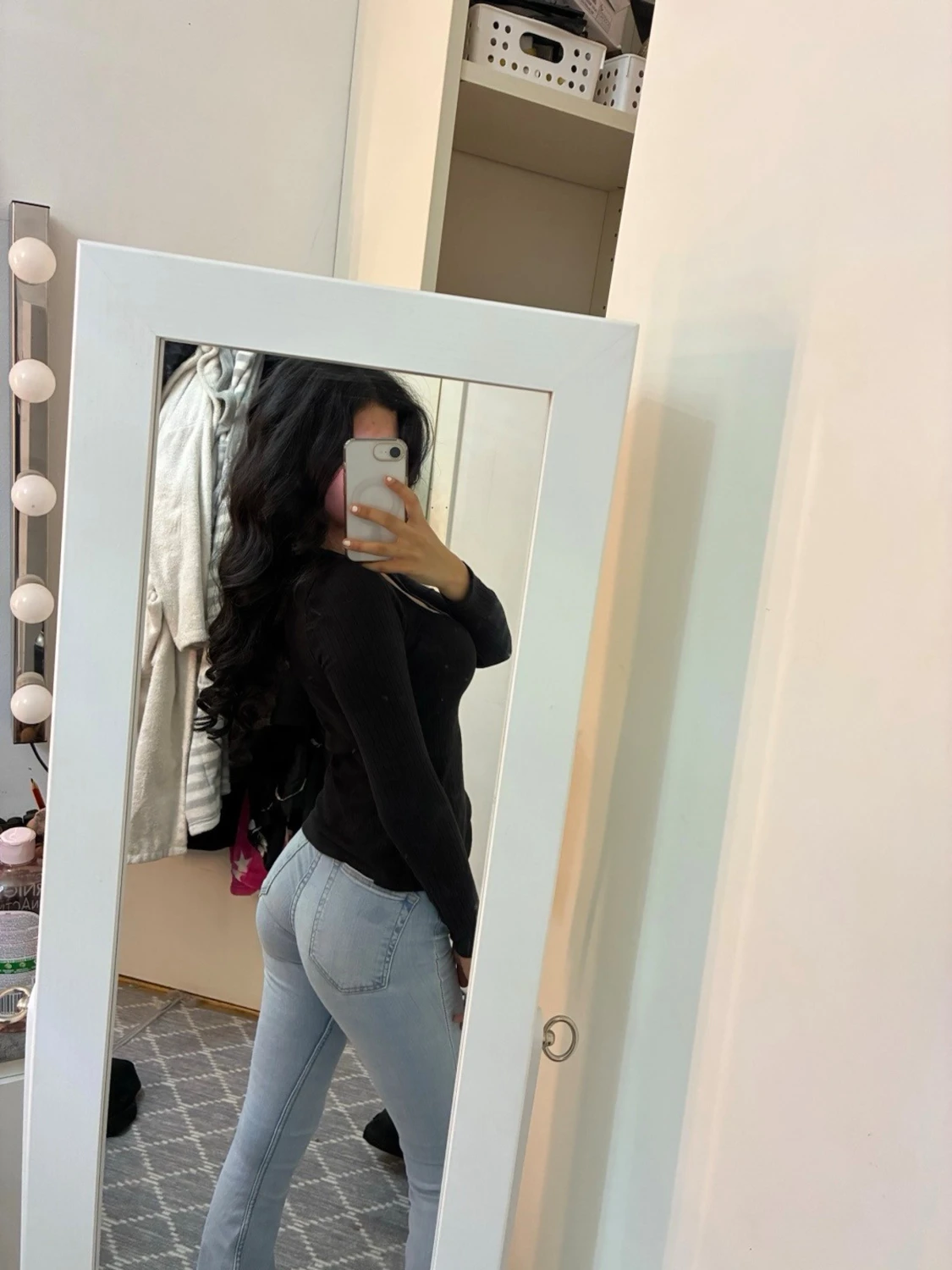 Ljusblå bootcut jeans med låg midja - 3