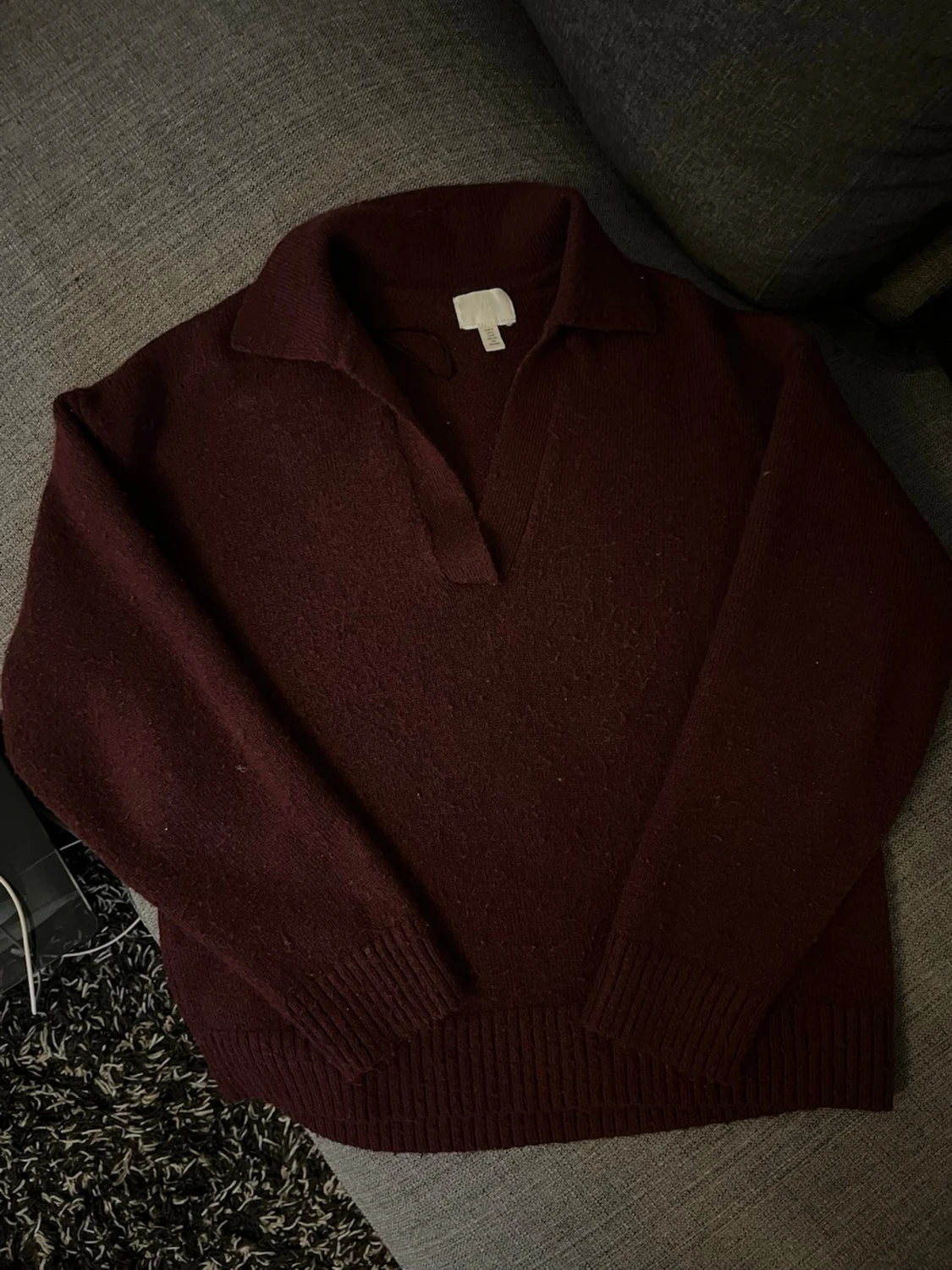 Vinröd stickad kofta från H&M - 4