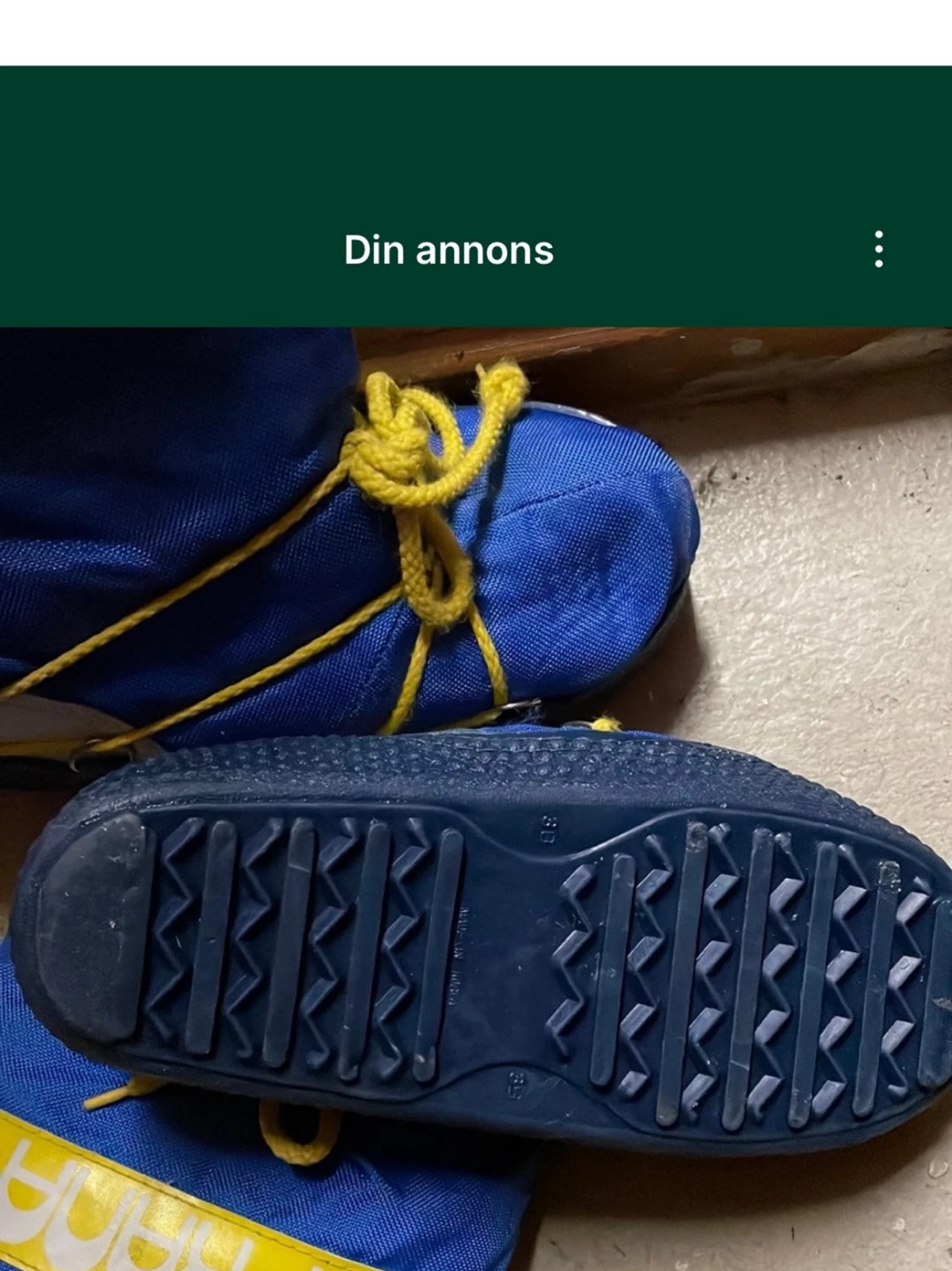 Blå Rana vinterstövlar med gul snörning - 2