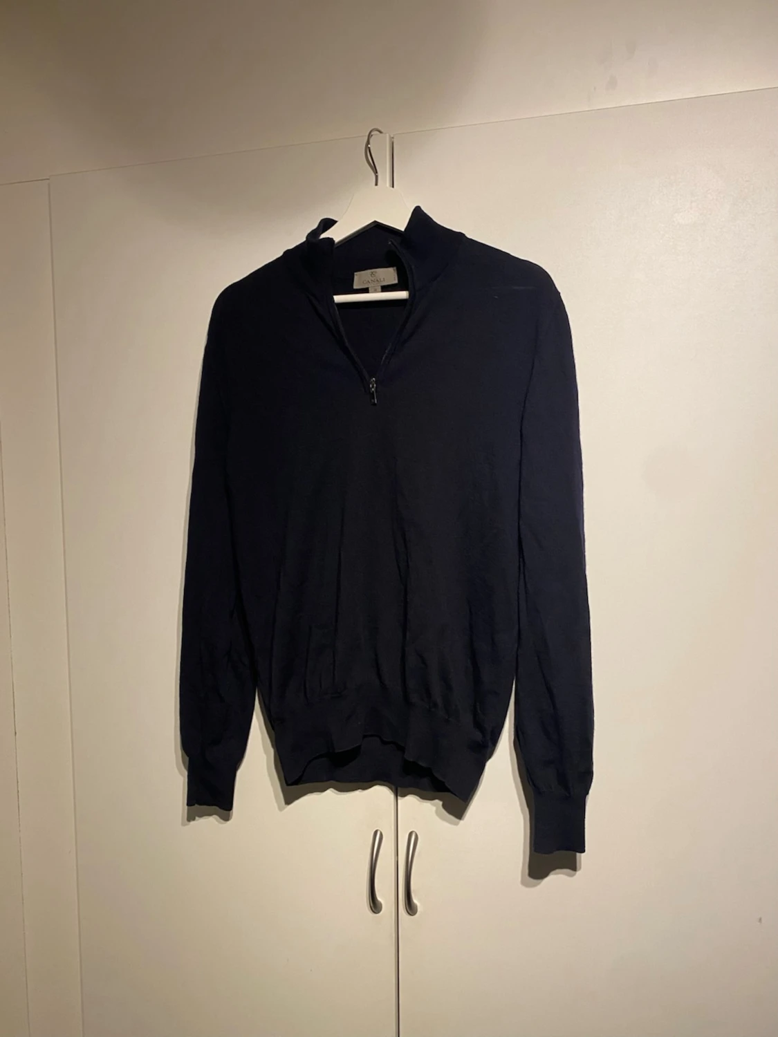 Mörkblå half zip tröja från Canali - 3