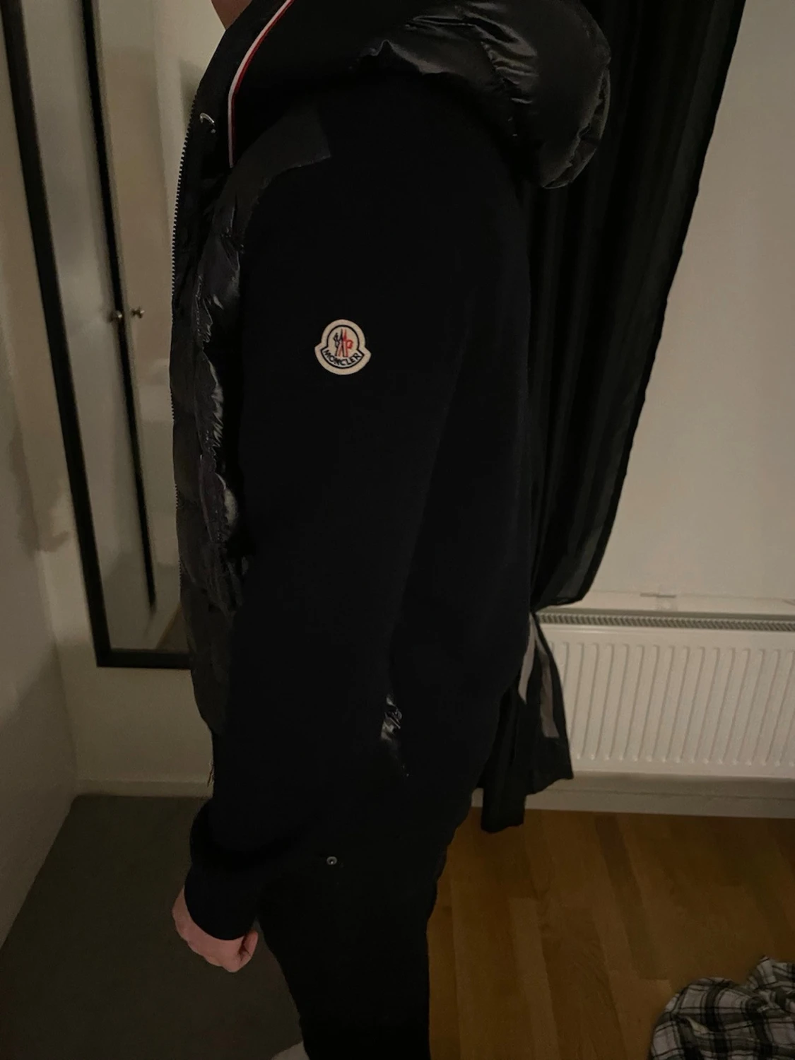 Svart/marinblå Moncler cardigan med huva - 4