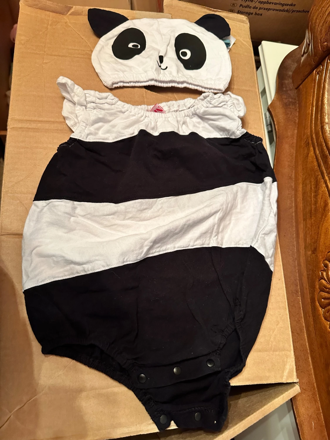 Randig Body med Panda Hatt - 2
