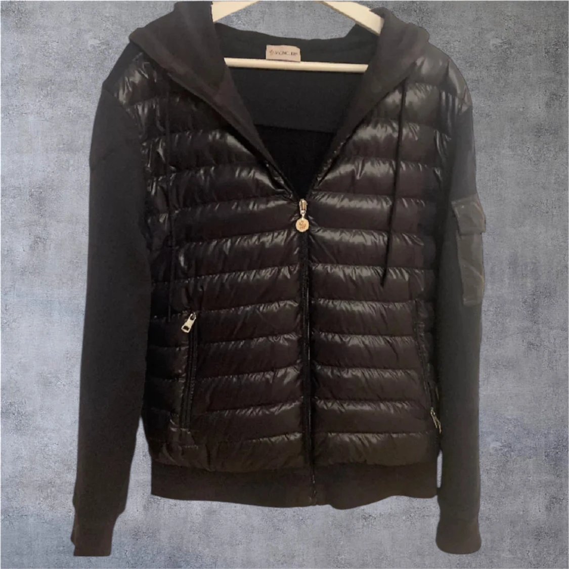 Navy Moncler cardigan ”Felpa Con Cappucio” - 1