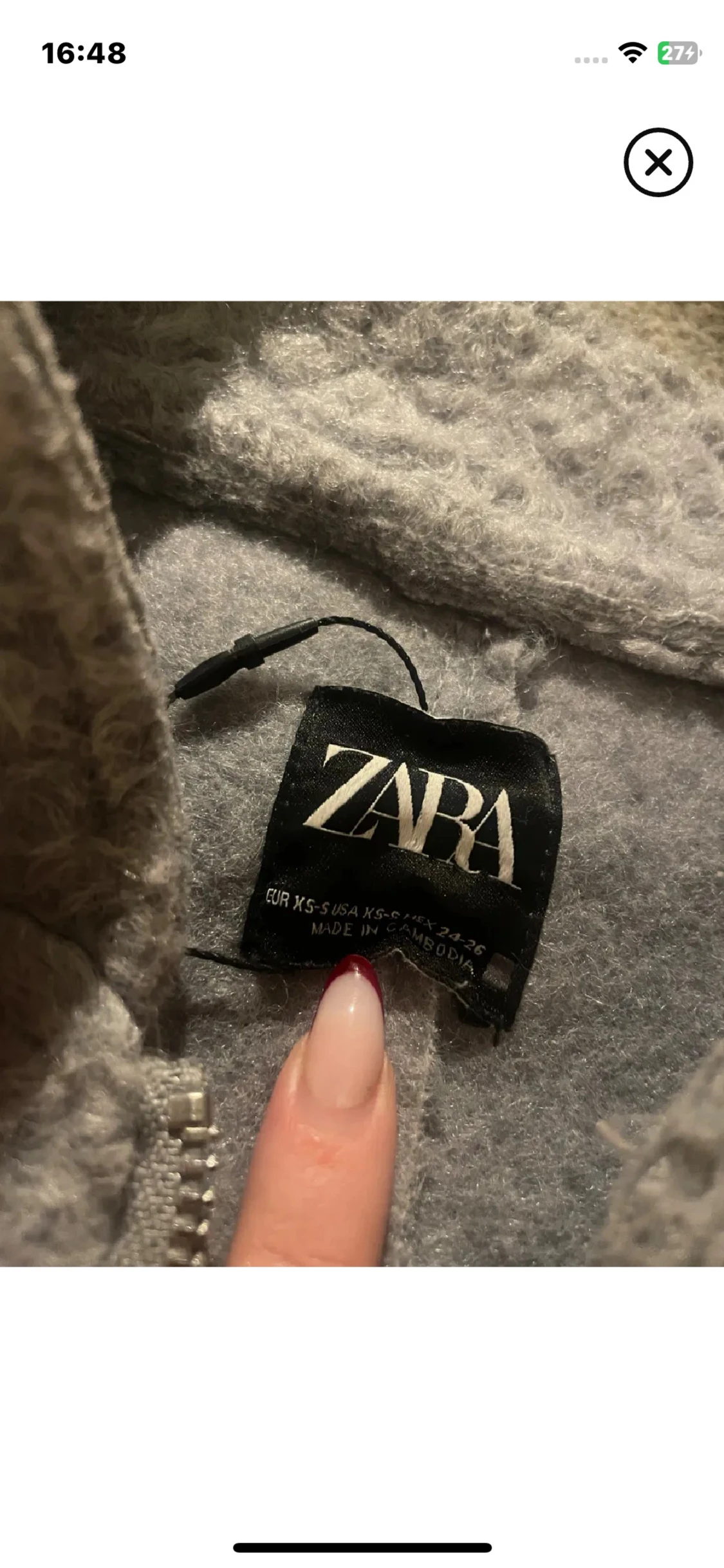 Ljusgrå teddyjacka från Zara XS - 1