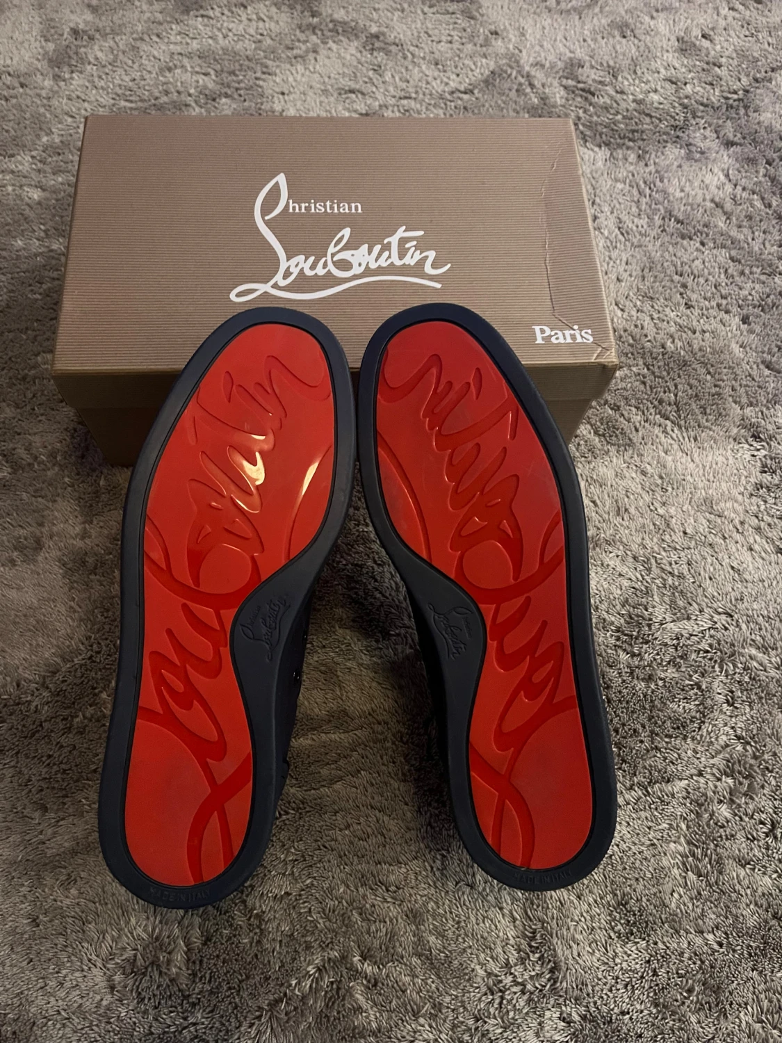 Christian Louboutin mörkblåa sneakers mocka - 1