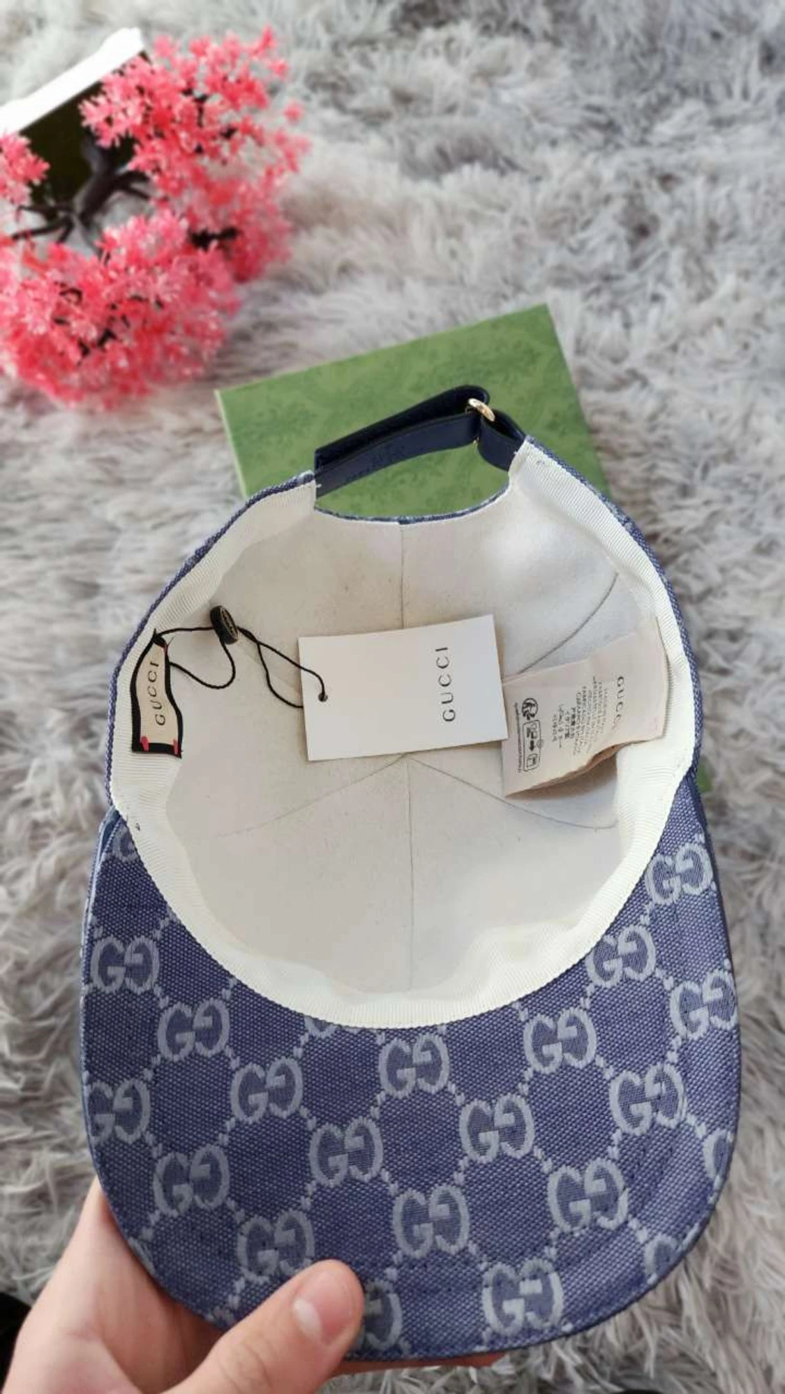 Blå  keps med GG-mönster - 1