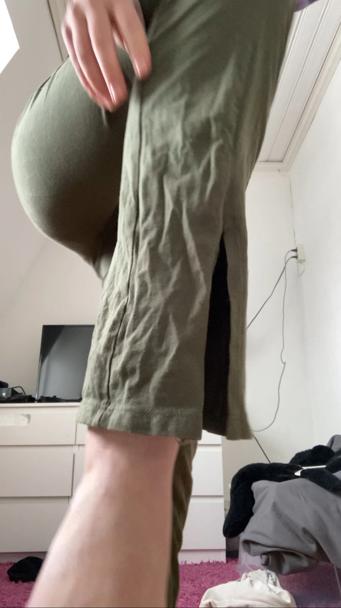 Olivgröna croppade byxor - 2