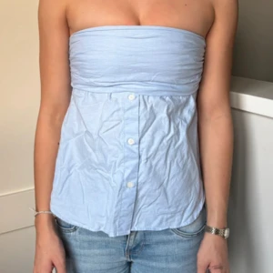 Bandeau topp zara - Såå fin blå bandeau topp i skjortmodell💞