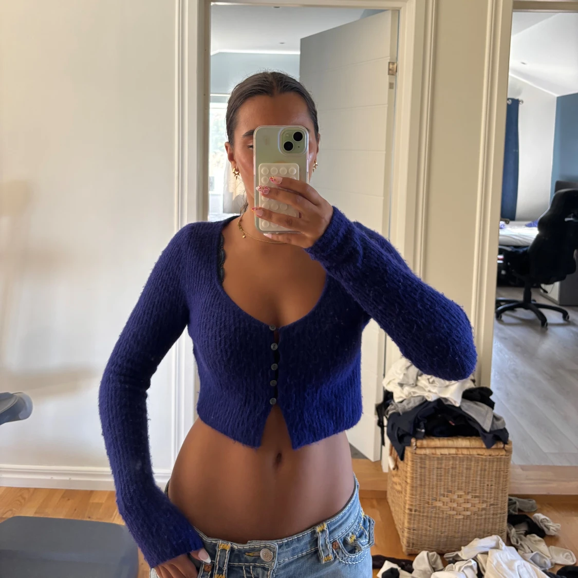 Lila croppad kofta från Zara