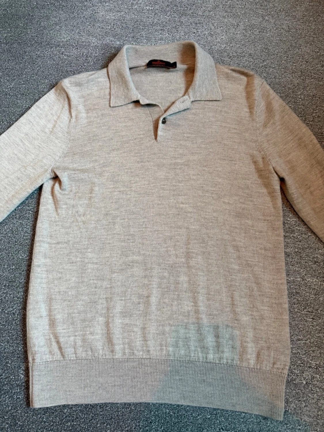 Beige pikétröja i merinoull från Morris - 2