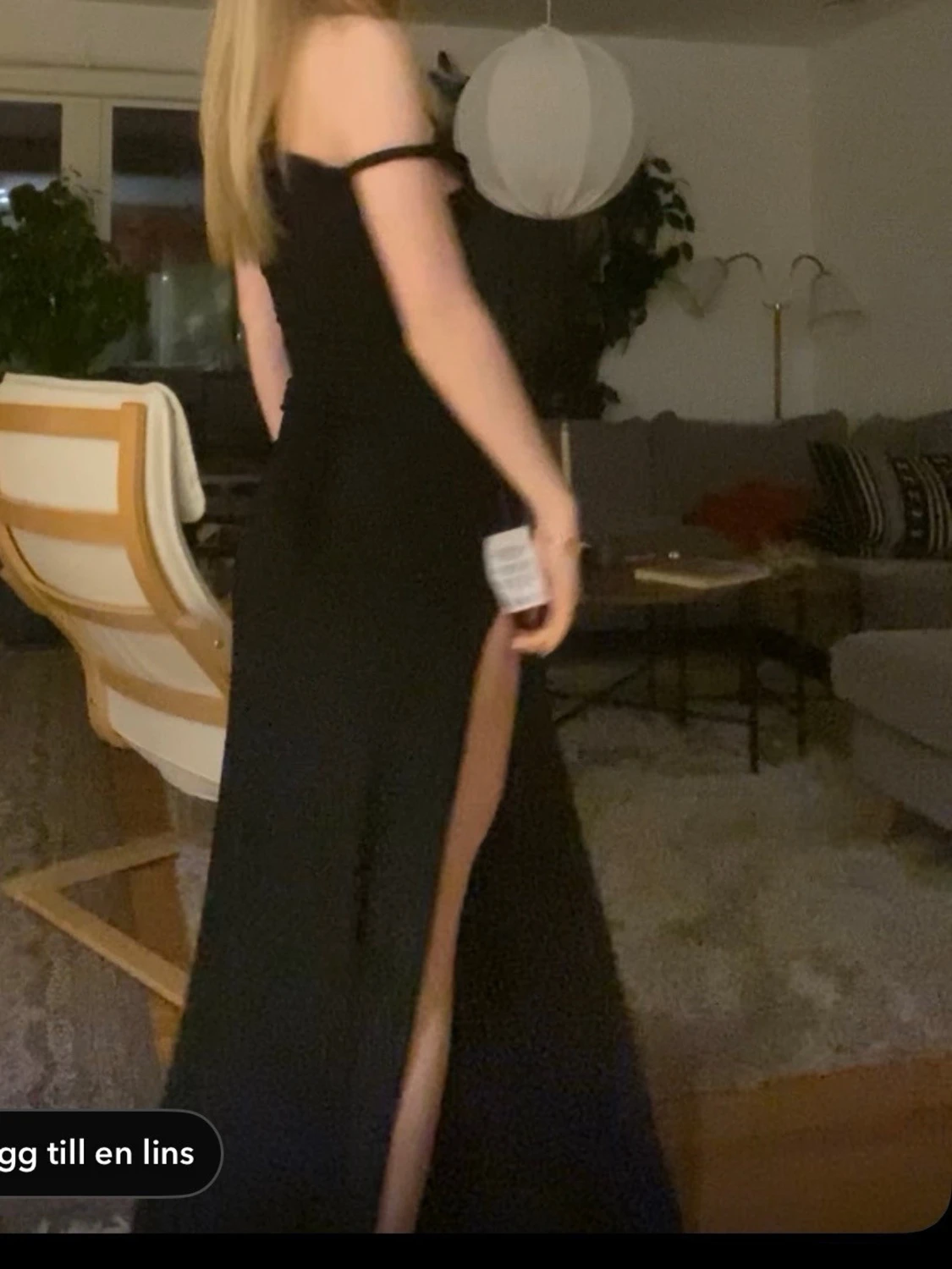 Svart axelbandslös långklänning - 2