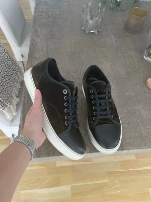 Mörkbruna Lanvins - Säljer ett par mörkbruna Lanvins som endast är använda ett fåtal gånger😮‍💨        Skorna har en matt tå och den enda defekterna är en repa på mockan som syns på bild 1 och små repor på tån som knappt syns👍Inget OG medföljer därför det låga priset. Om du har fler frågor är det bara att fråga👑