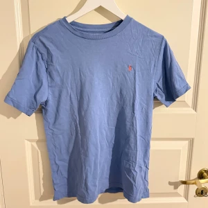 Blå t-shirt från Polo Ralph Lauren - Snygg ljusblå t-shirt från Polo Ralph Lauren med klassisk passform och korta ärmar. T-shirten har en liten broderad logga i orange på bröstet och är gjord i mjuk bomull. Perfekt till jeans eller shorts för en clean look.