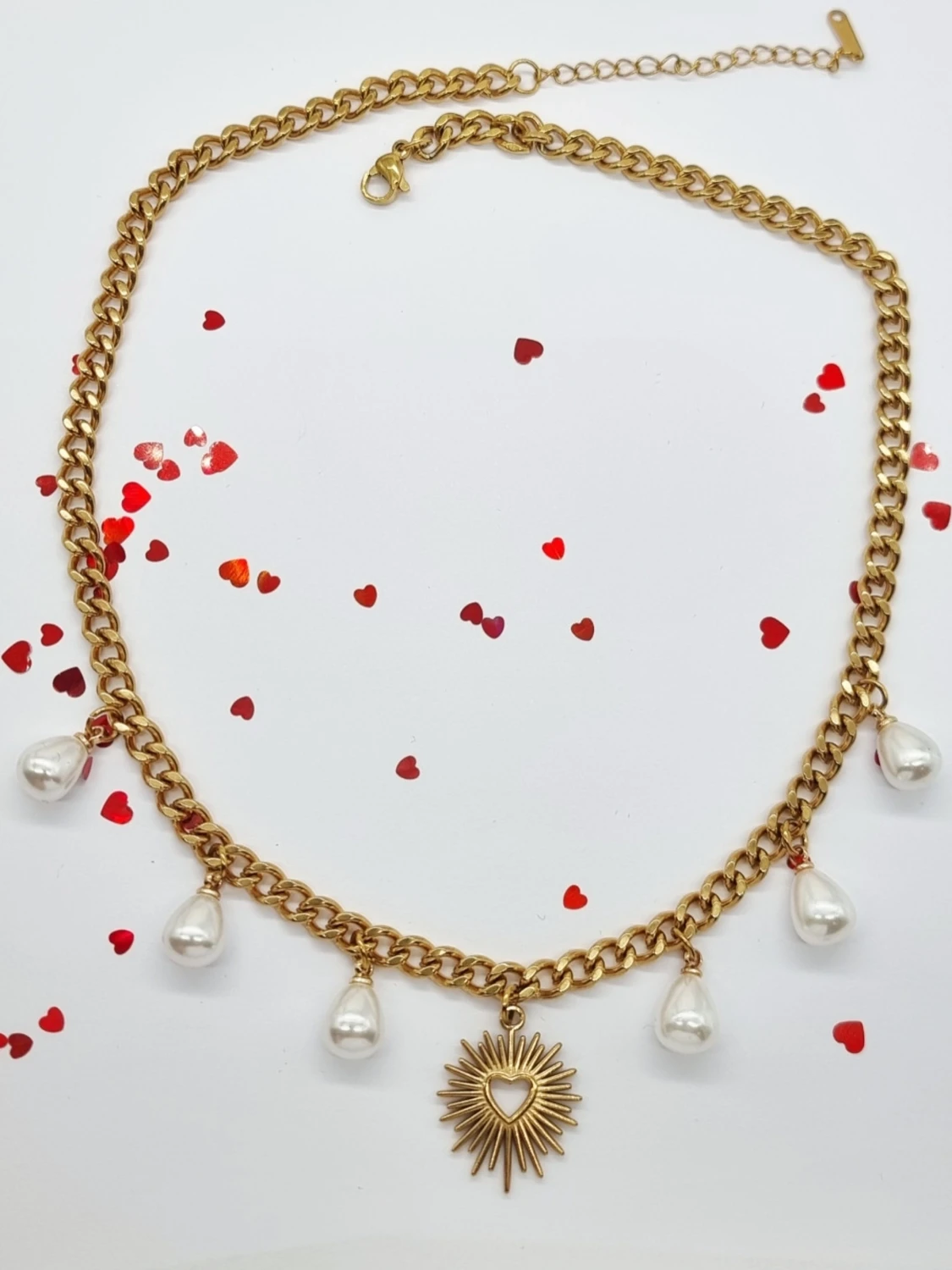 Stilfullt handgjort halsband med hjärta  - 2