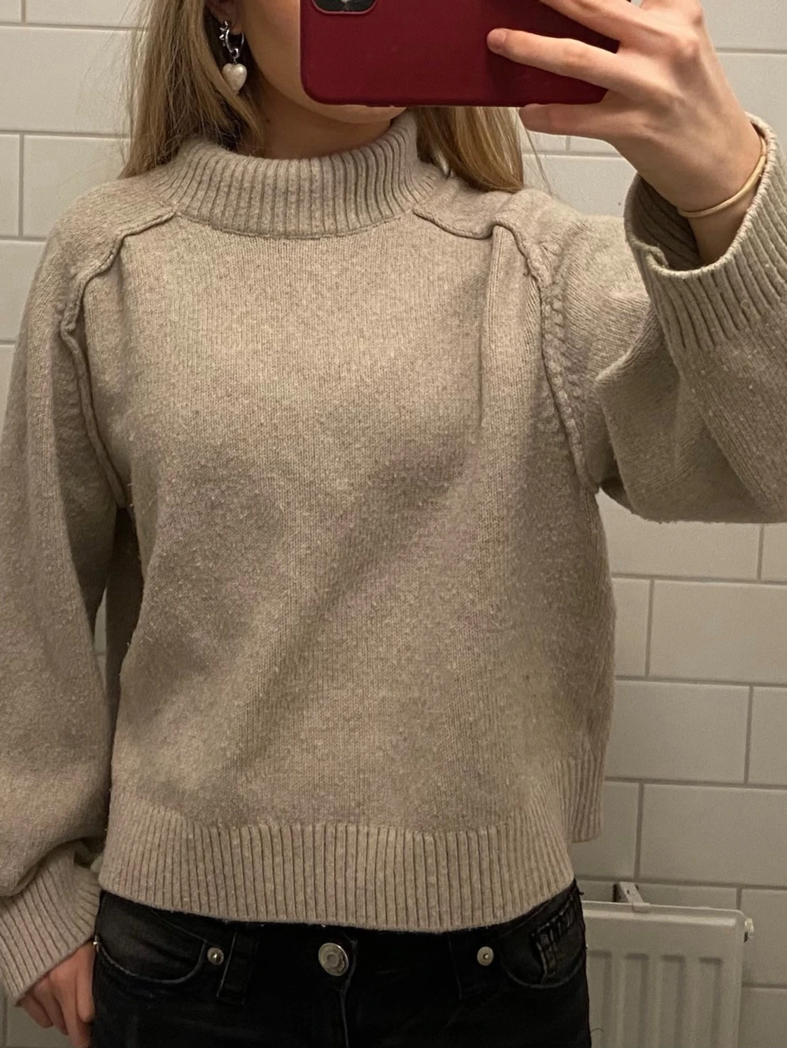 Beige polotröja från H&M, storlek M💖 - 3