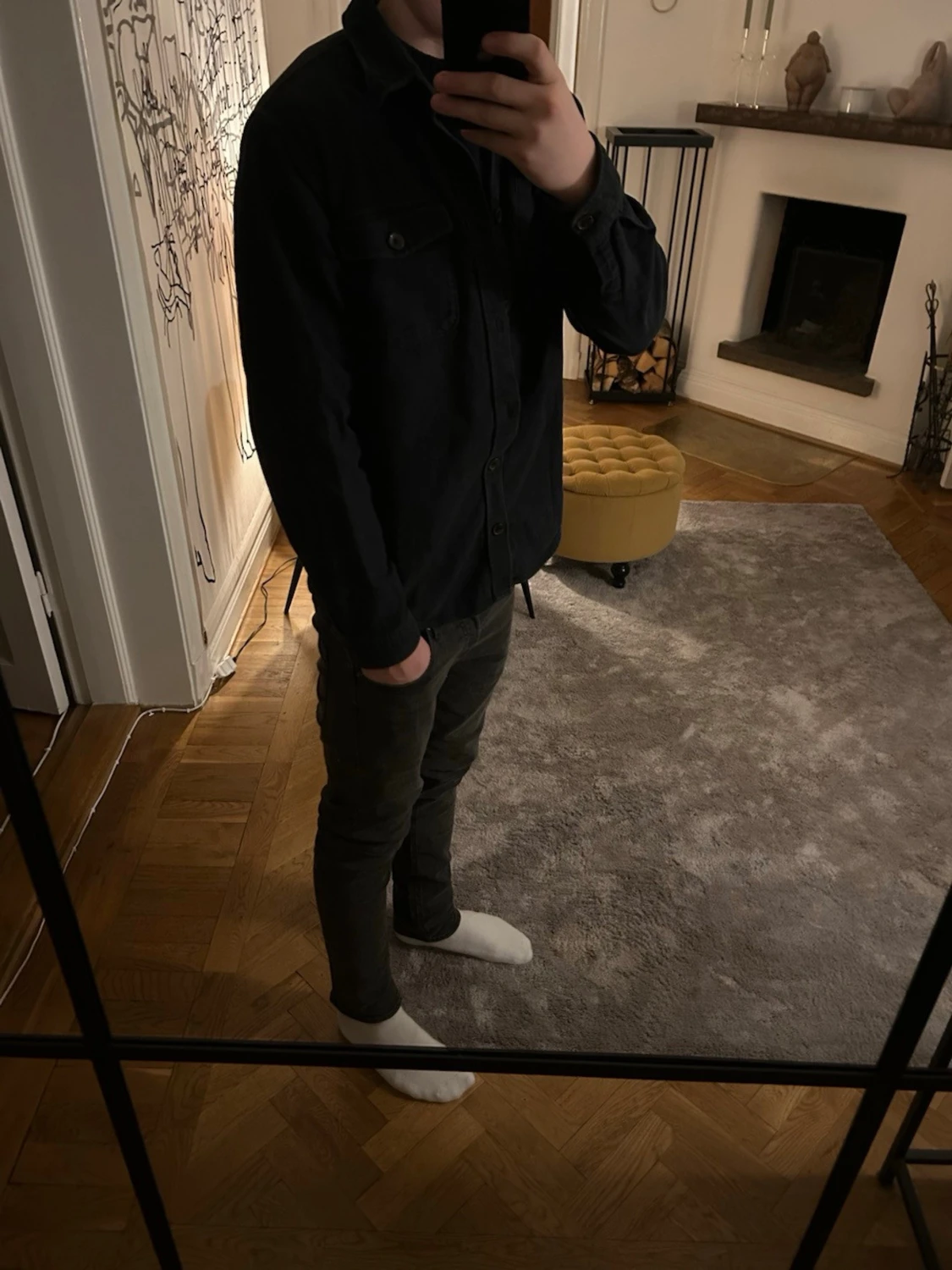 Svart overshirt med knappar - 1