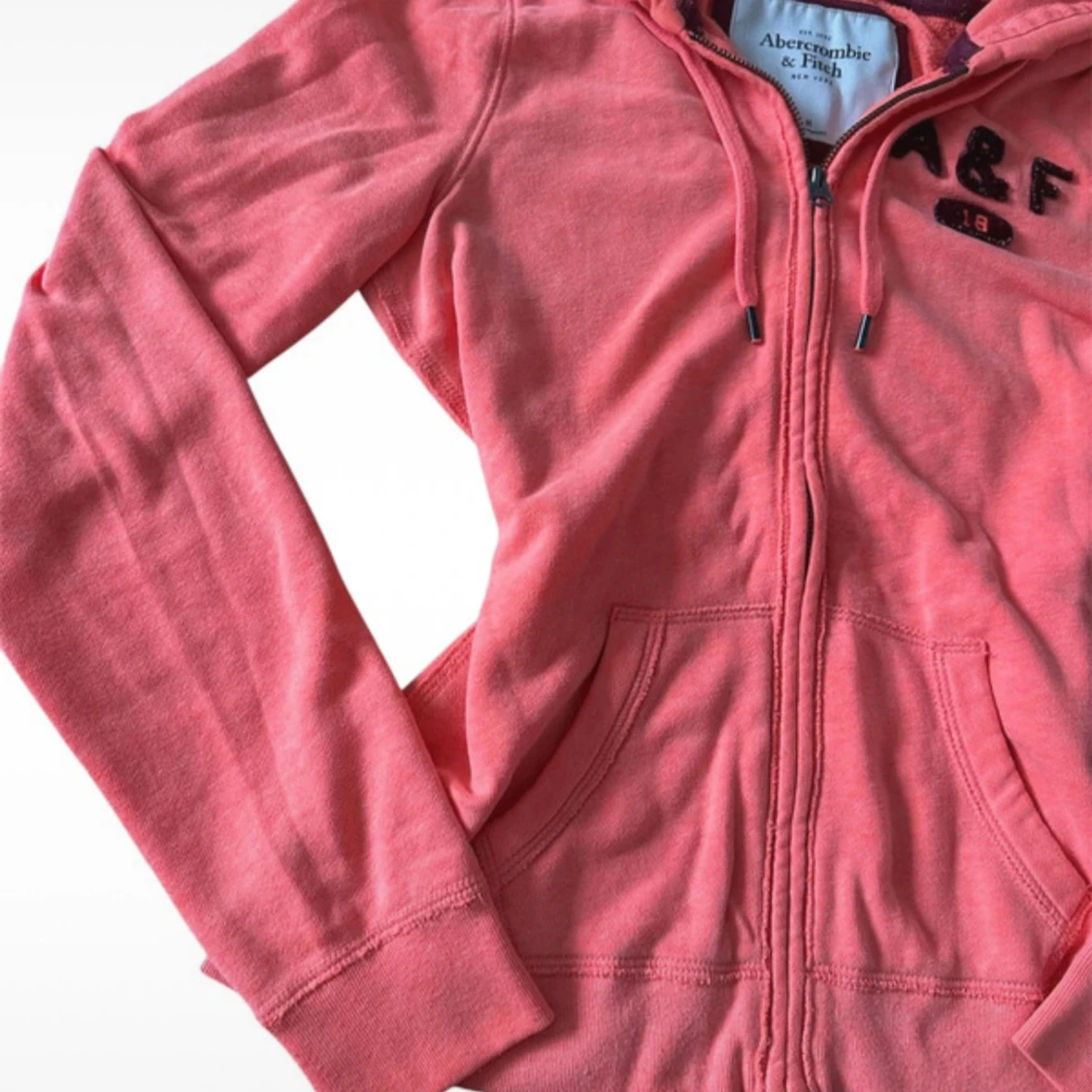 Vintage Abercrombie & Fitch pink zip up hoodie M - 3