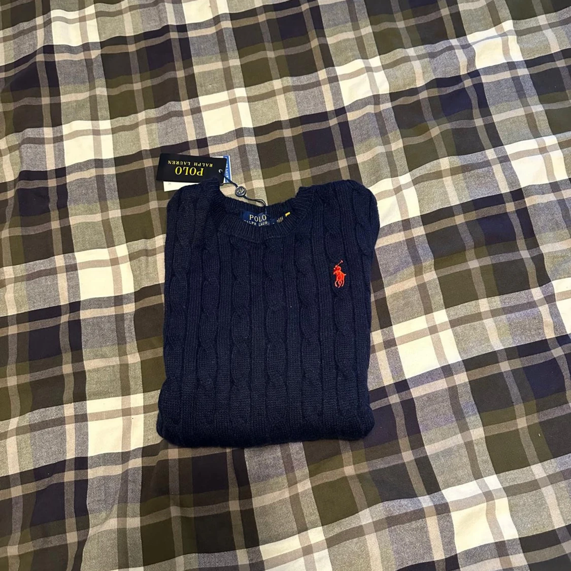 Mörkblå kabelstickad tröja Polo Ralph Lauren - 4