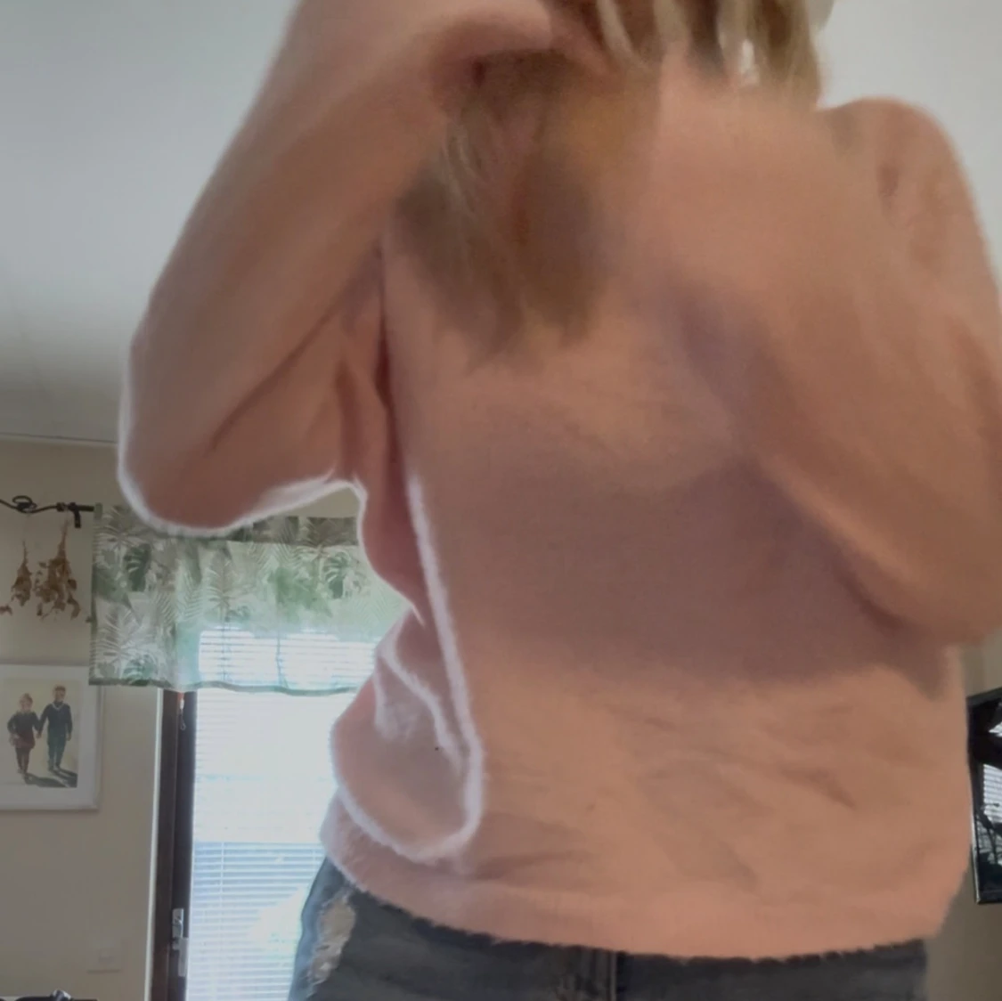 Ljusrosa stickad tröja - 1