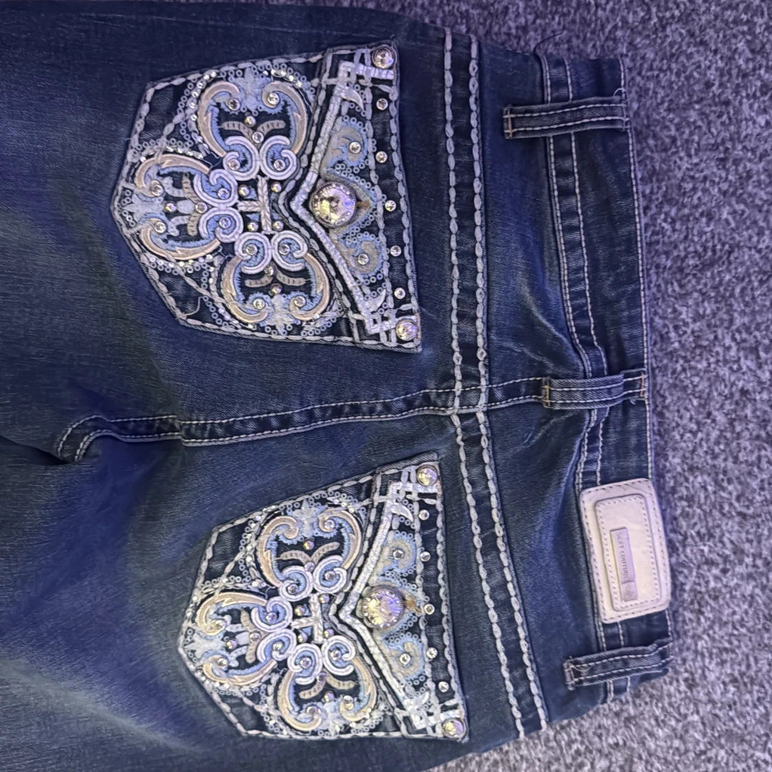 Blå jeans med paljettdetaljer Sexy Couture - 3