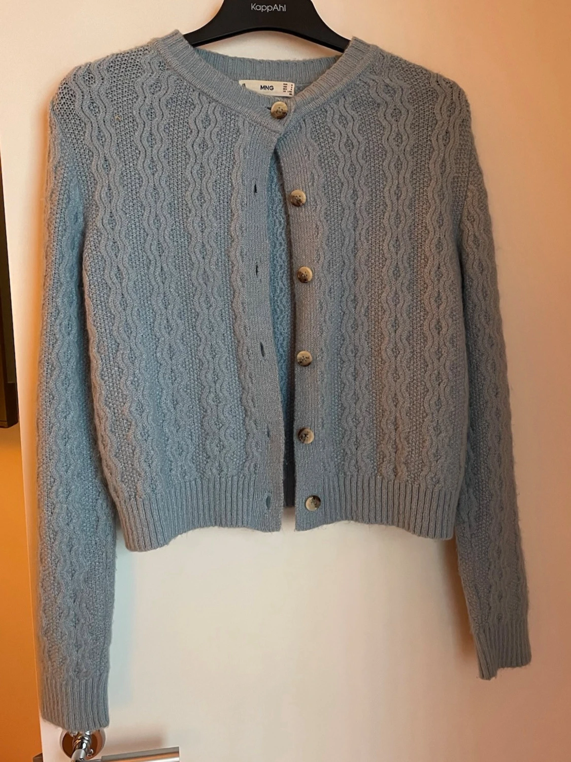 Ljusblå stickad kofta från Mango (M) - 2
