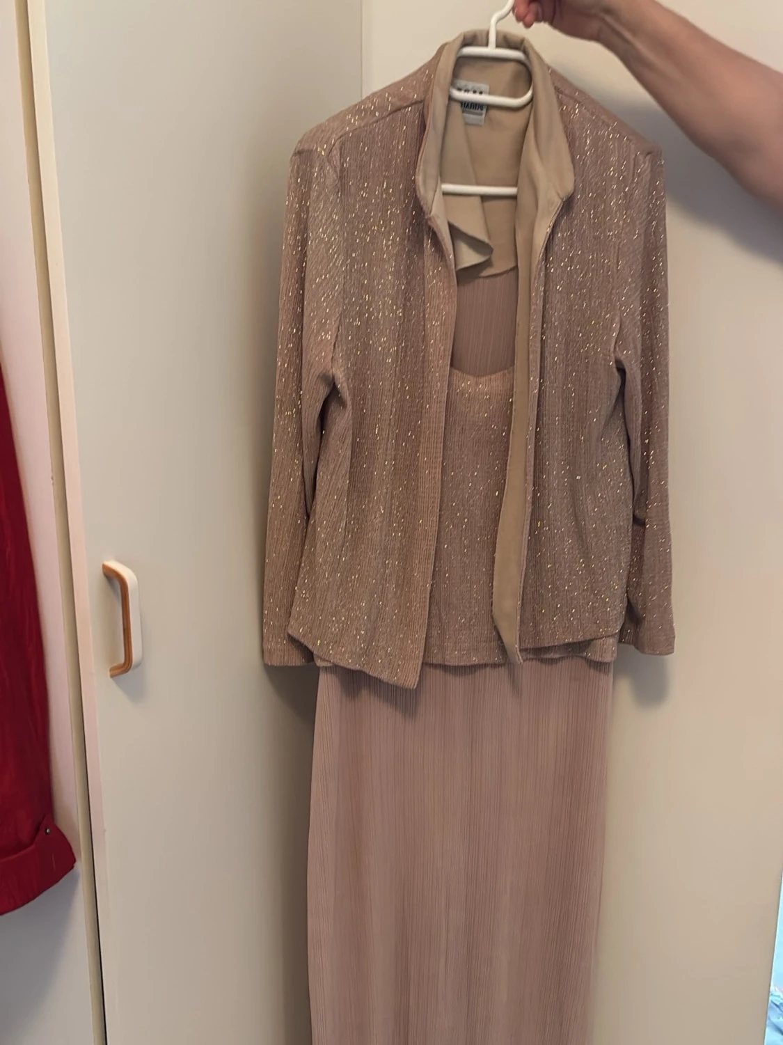 Beige glittrig långklänning - 2