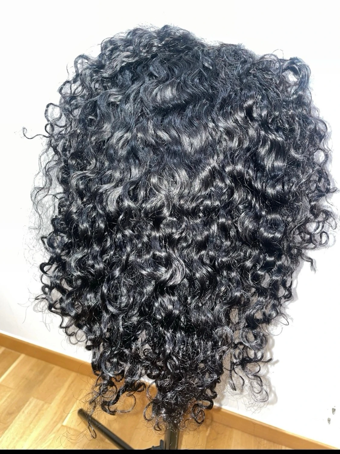 Svart lockig bob lace wig - 1