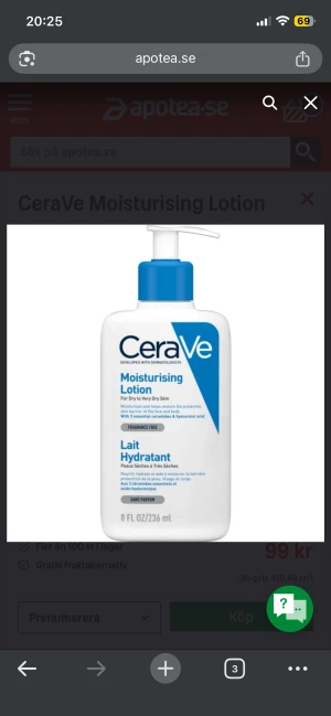 CeraVe kräm - Svårt att uppskatta hur mycket som är kvar men skulle säga lite mindre än hälften.