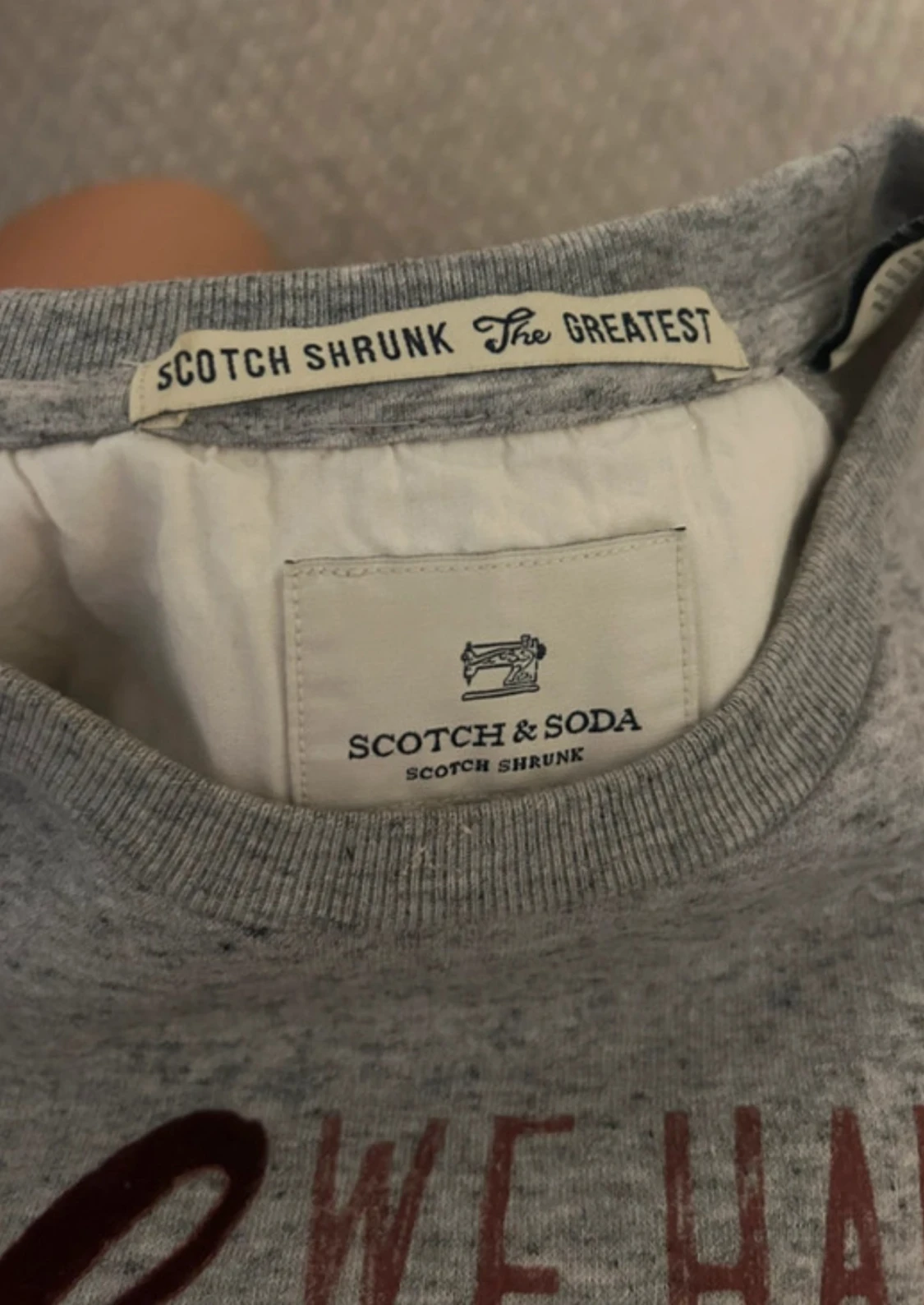 Grå Scotch & Soda sweatshirt med vinrött tryck  - 1