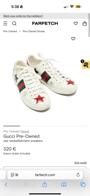 Gucci- pre owned - star- embellishment sneakers - Søker etter disse Gucci snekearsene! Siden de er helt utsolgt i min størrelse! Størrelse 37- 37,5!!