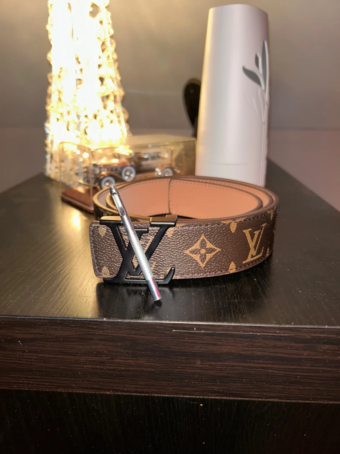 L läder bälte coffee Brown