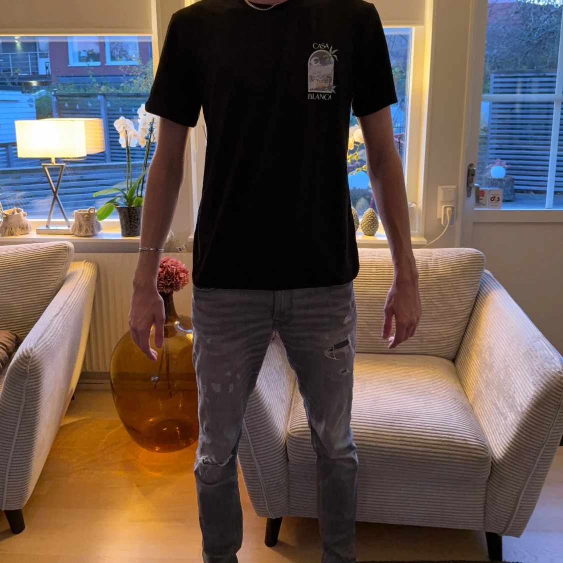 Svart Casa Blanca t-shirt med tryck - 1