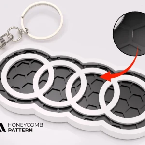 Audi nyckelring - Nu har du chansen att uppgradera din nyckelknippa till något helt annat , detta är våran bästsäljare med honeycomb form, kunden står för frakten