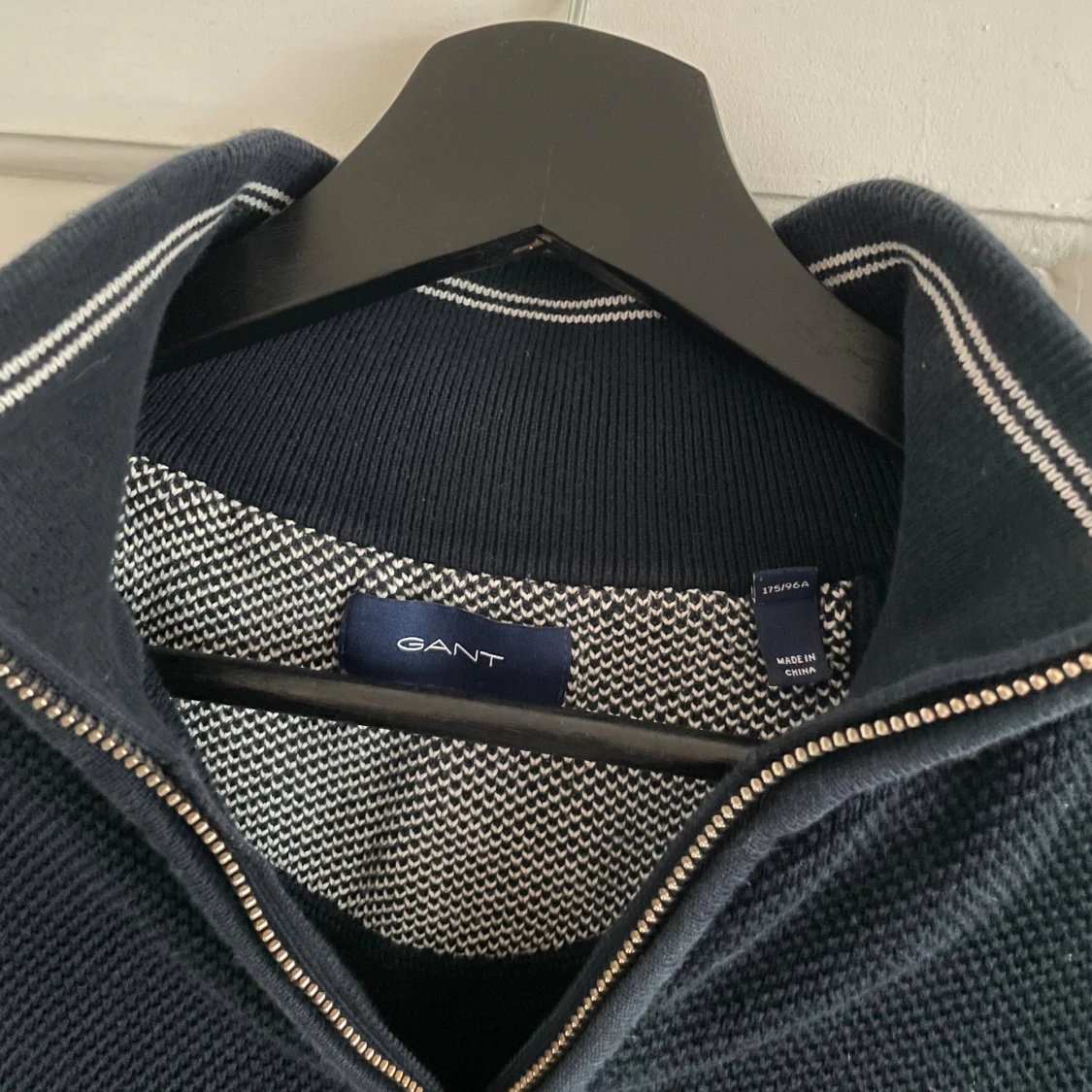 Marinblå stickad half zip-tröja GANT - 1