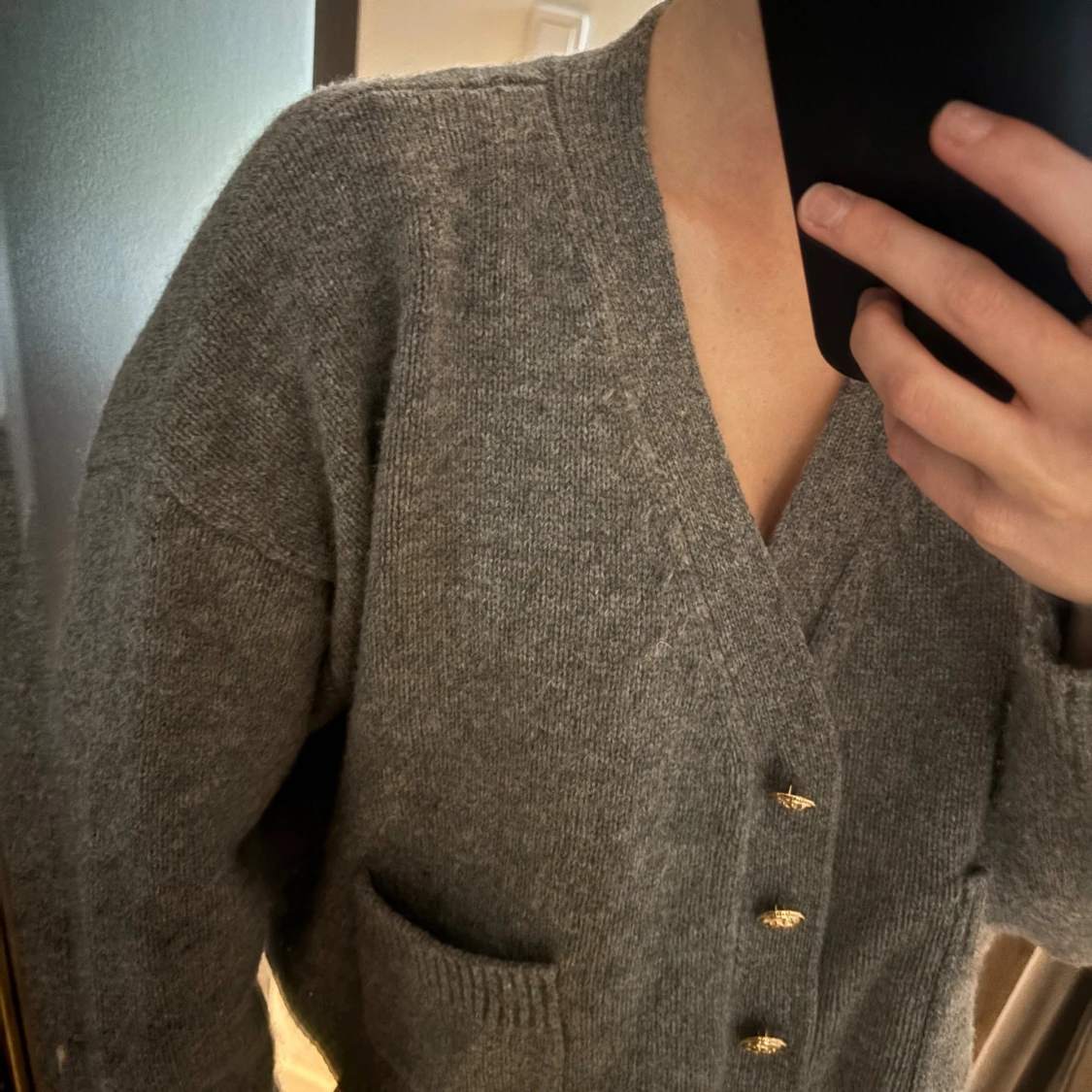 Grå stickad kofta från Zara - 3
