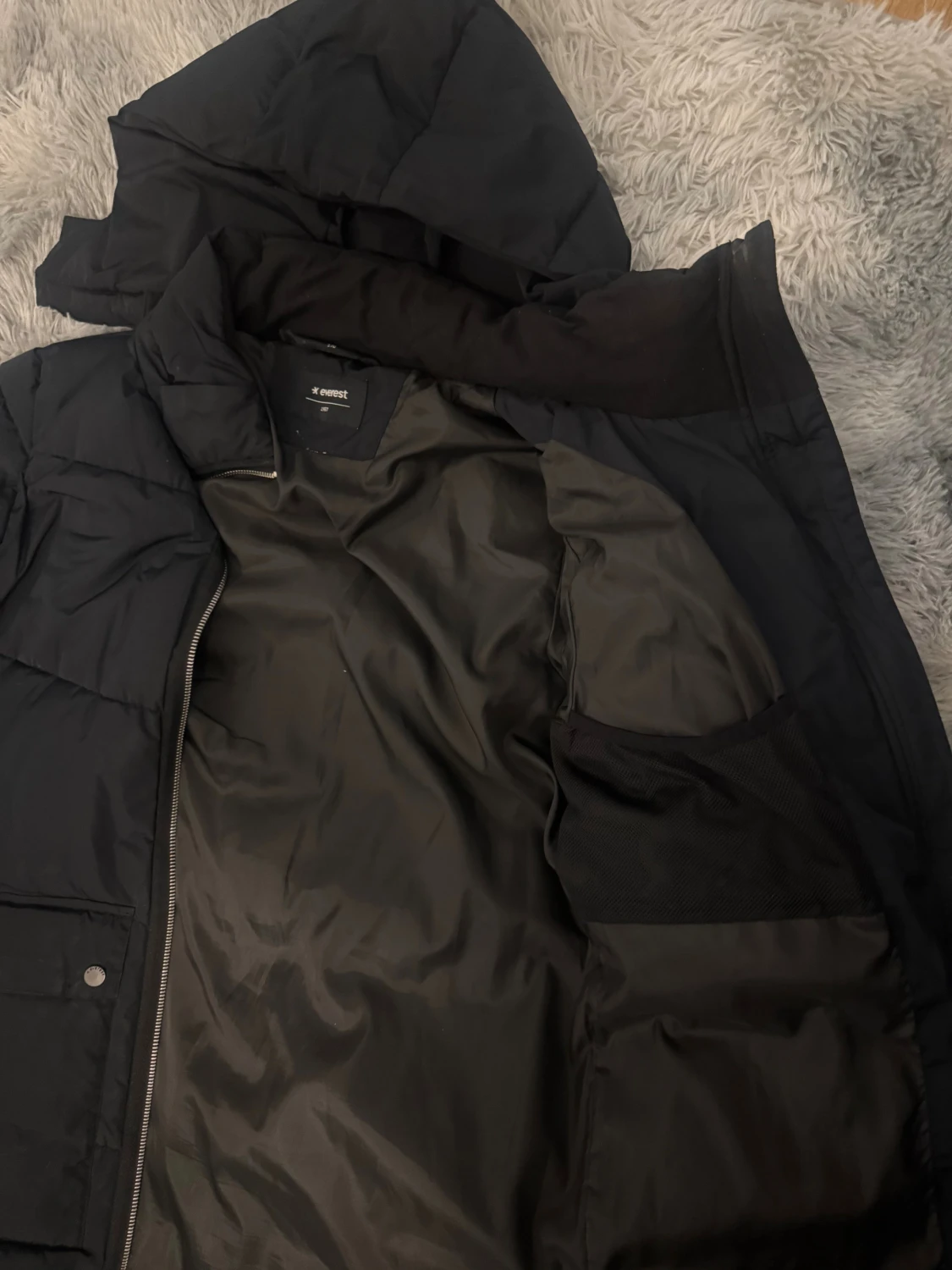 Svart lång pufferjacka Everest - 2
