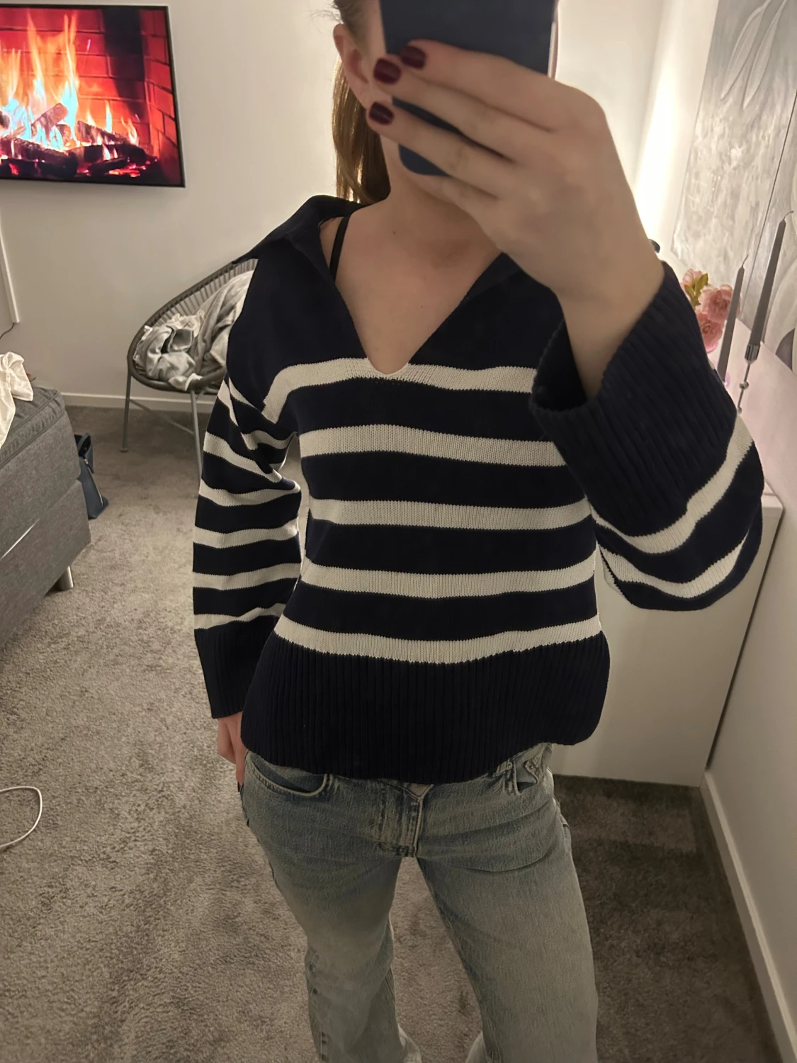 Randig stickad tröja från Gina Tricot - 1