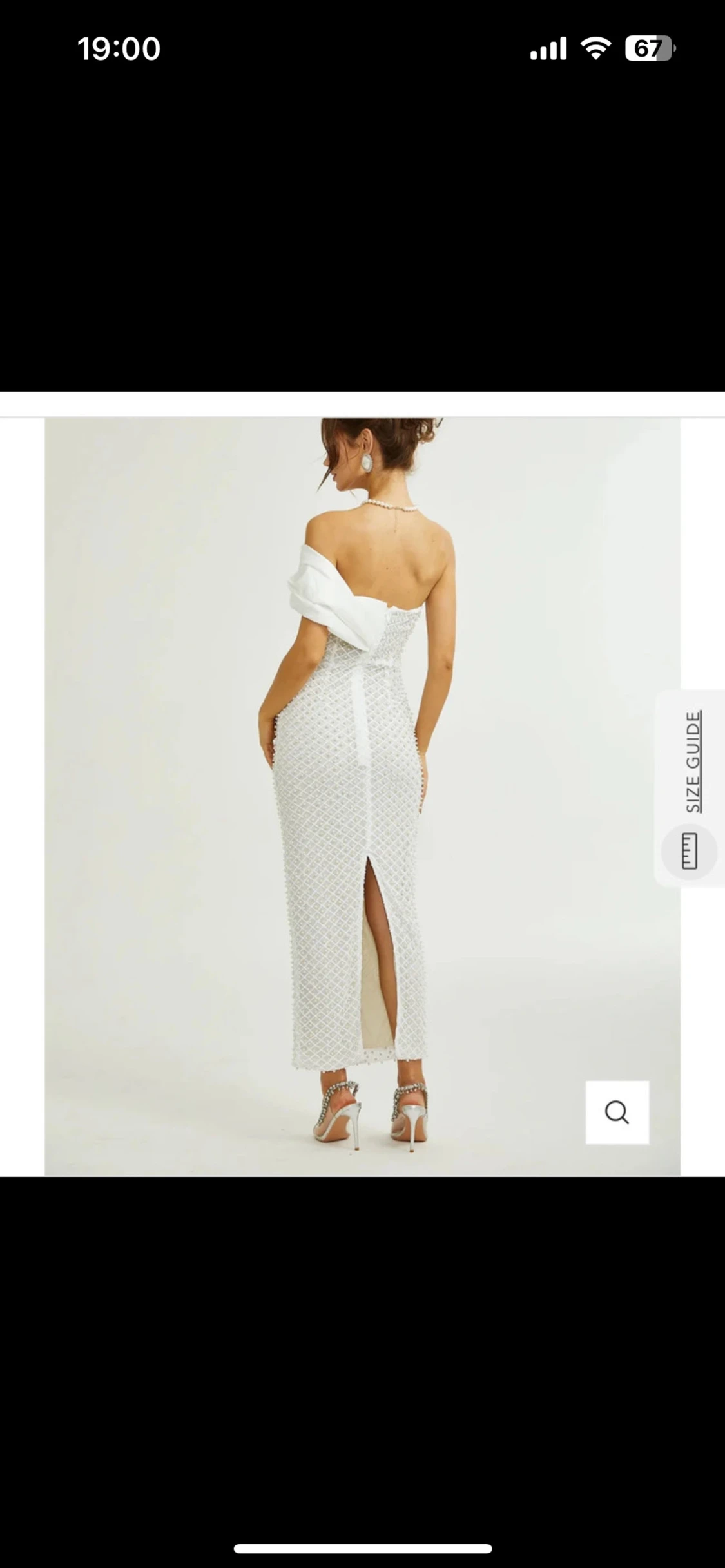 Vit långklänning med offshoulder och slits - 1