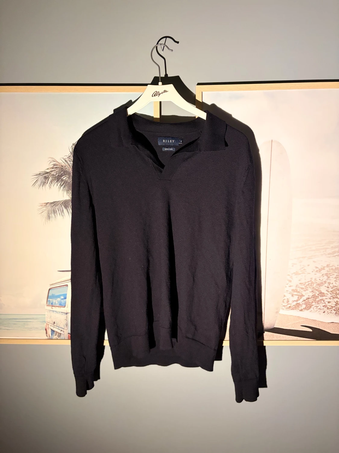 Svart långärmad polotröja Riley