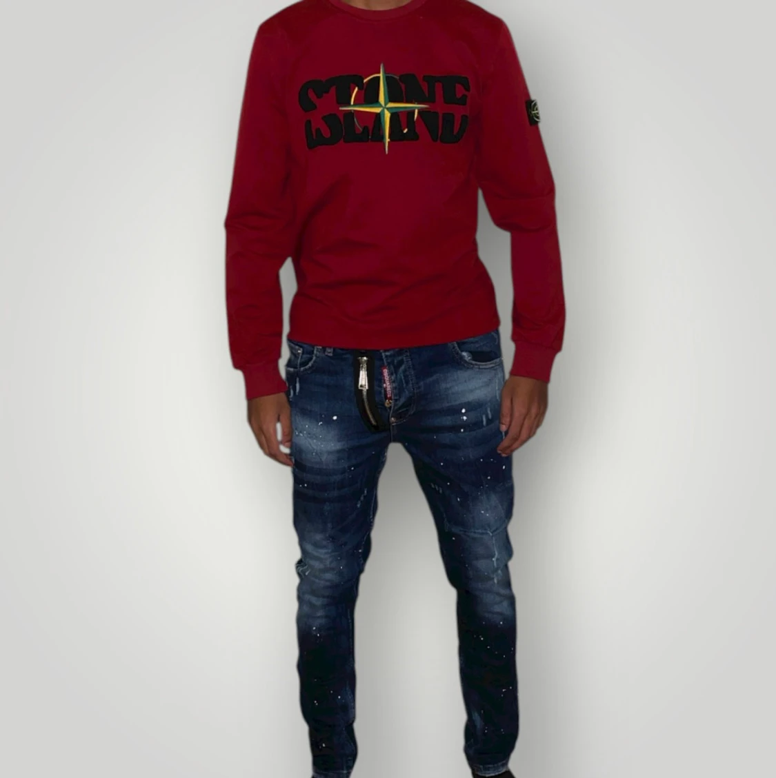 Stone Island tröja strl M röd 