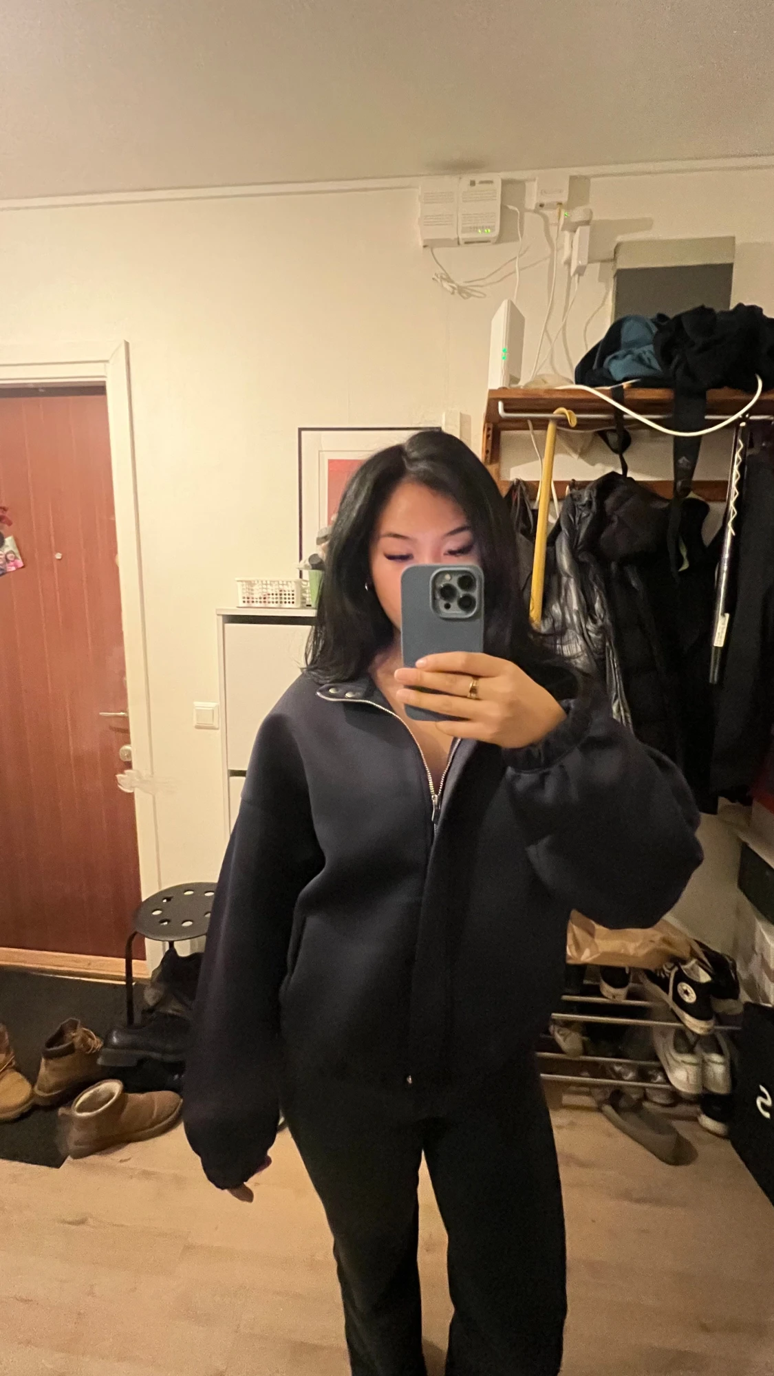 Mörkblå oversized bomberjacka