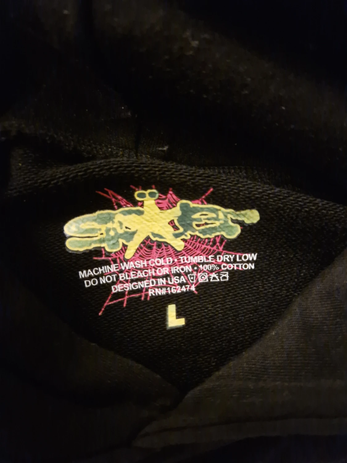 Svart Spider hoodie med spindelnätsprint - 2