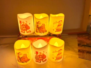 LED Jul ljus  6st små - Snyggt set med 6  LED julmotiv (tomte och snögubbe).    Höjd 4,5cm