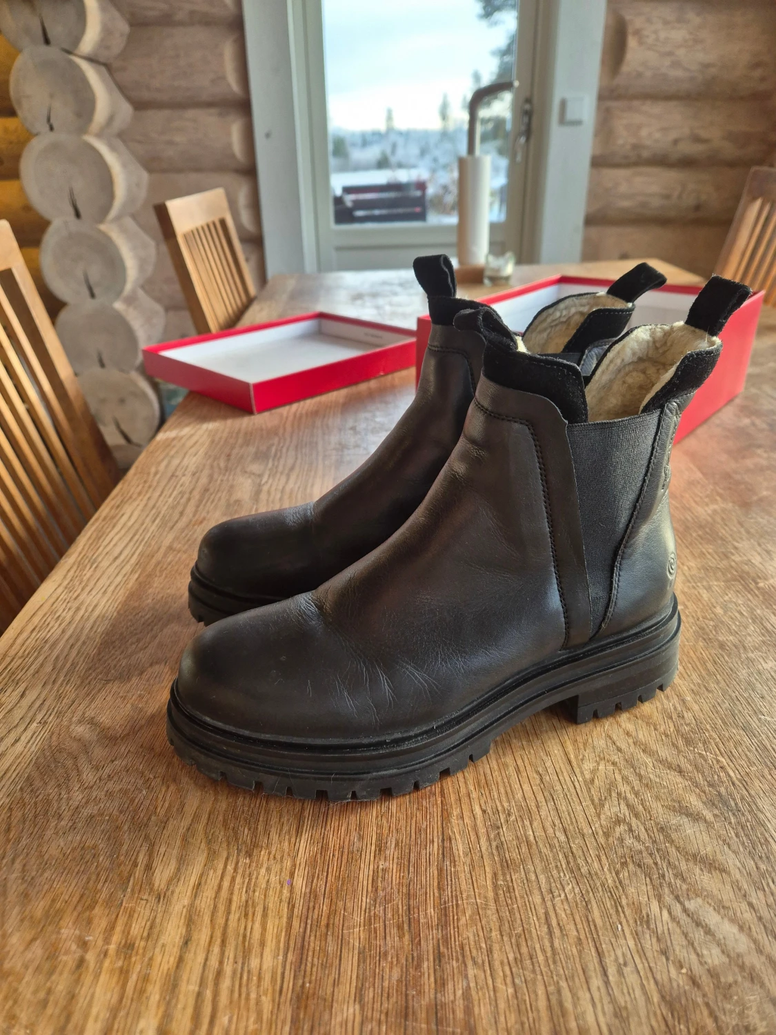 Svarta chelsea boots med foder - 2